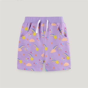 Ovbmpzd High Rise Toddler Girl Shorts Purple Cotton Graphic Drawstring Shorts Jeans for Toddlers for Girls 3 Years