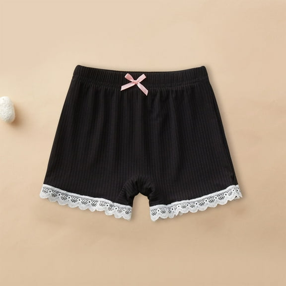 Ovbmpzd High Waist Baby Girl Shorts Black Comfy Bow Solid Lace Trim Shorts Boy Pants 2 Years