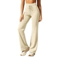 thumbnail image 1 of Ovbmpzd High Wasited Yoga Pants Beige Flared Petite Ladies Leggings Tummy Control Casual Leggings,XL, 1 of 6