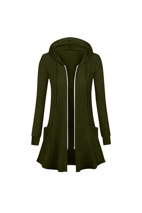 Hooded Light Weight Jackets Womens Casual Petite Zip Up Green Tunic Long Sleeve Jackets Womens Coats L