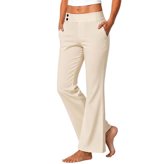 Ovbmpzd Ladies Womens Yoga Pants Flare Petite Beige Leggings Casual Long Mid Waist Leggings,S