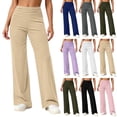 thumbnail image 1 of Ovbmpzd Ladies Yoga Pants Womens Wide-Leg Petite Khaki Leggings Casual Long High Waist Leggings,S, 1 of 6