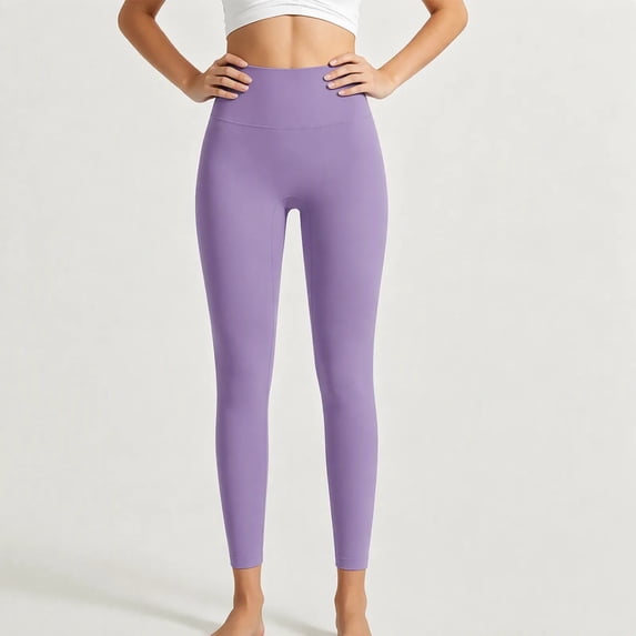 Ovbmpzd Ladies Yoga Pants for Women Slim-Leg Petite Purple Leggings Casual High Waist Long Leggings,M