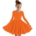 thumbnail image 1 of Ovbmpzd Little Girls Dresses Soft Fit & Flare Orange Dresses Casual Lined Long Sleeves Dresses,4 Years, 1 of 5