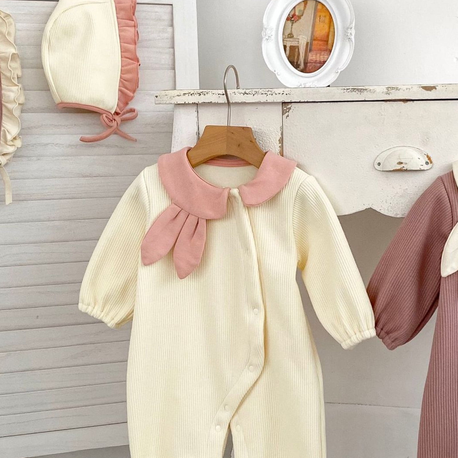 Ovbmpzd Long Sleeve Preemie Baby Boy Clothes Cute Button Bodysuit Girls