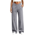 thumbnail image 1 of Ovbmpzd Loose Pants Yoga Wide-Leg Gray Active High Wasited Leggings Casual Tummy Control Leggings With Pockets,XL, 1 of 6