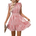 thumbnail image 1 of Ovbmpzd Lounge Dress for Women Sleeveless Striped Red Mini Dress Dresses Birthday Dresses for Women L, 1 of 5