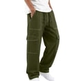 thumbnail image 1 of Ovbmpzd Mens Outdoor Hiking Cargo Pants Army Green Plus Size Straight-Leg Pants Durable Elastic Waist Mens Cargo Pants, 1 of 6