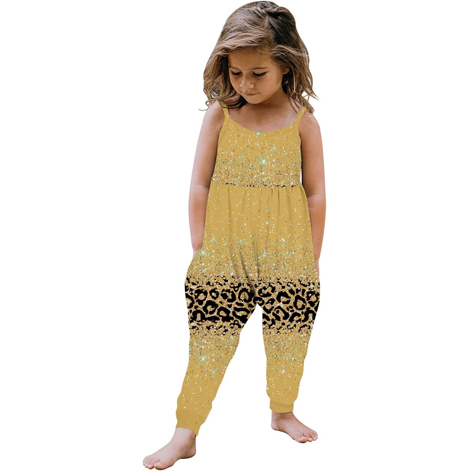 Ovbmpzd Newborn Clothes Sparkly Graphic Prints Bib Overall Pajamas for