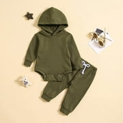 Ovbmpzd Onesies for Baby Girls Long Sleeve Hooded Bodysuit with Pants Newborn Baby Essentials