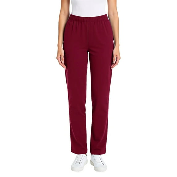 Ovbmpzd Pants Women Straight Leg White Pull On Nursing Scrub Pants Pull On Solid Color Elastic Waist Nursing Uniform for Women XXL