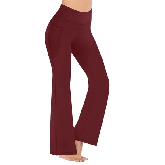 Ovbmpzd Petite Yoga Pants Red Fleece High Wasited Flared Leggings Tummy Control Casual Leggings,S