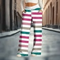 thumbnail image 1 of Ovbmpzd Pink Pants for Women Wide Leg Striped Palazzo Sweatpants with Pockets Baggy High Waisted Drawstring Pants for Women S, 1 of 6