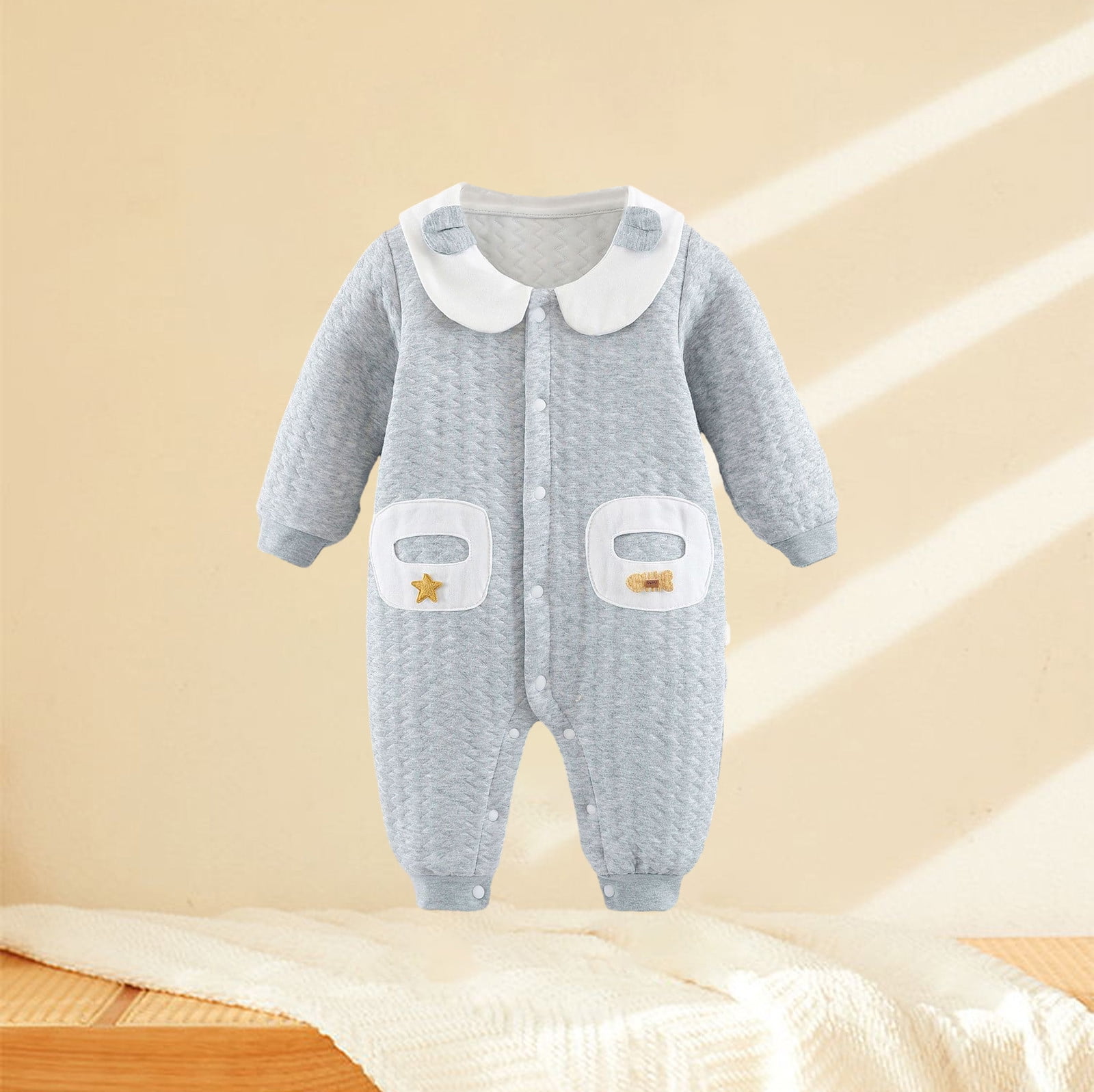Ovbmpzd Preemie Baby Boy Clothes Cute Long Sleeve Jumpsuit Baby Items
