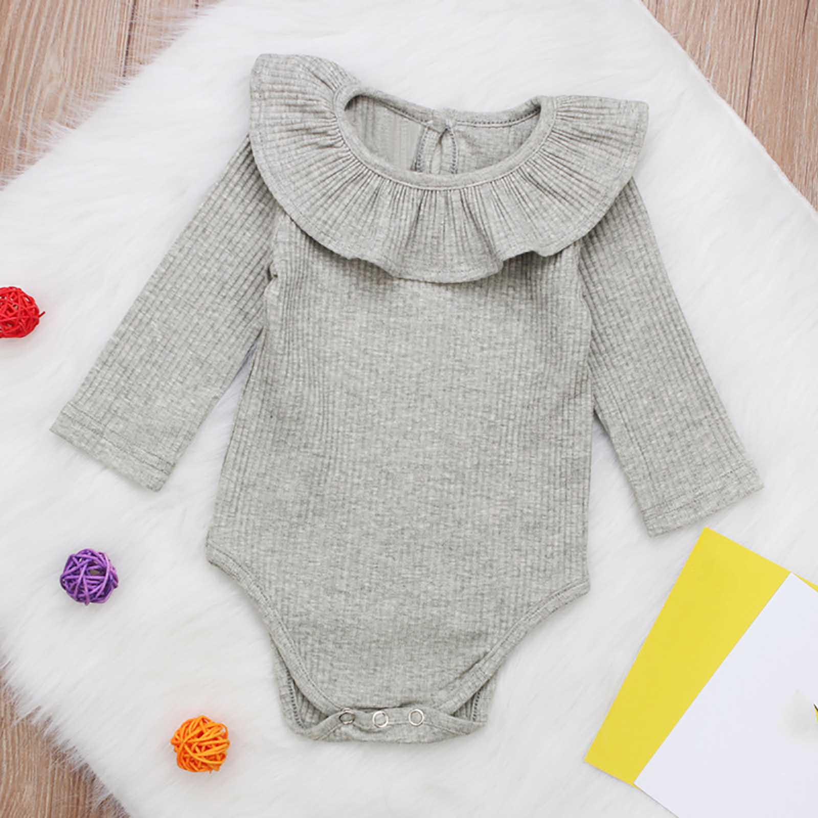 Ovbmpzd Preemie Girl Clothes Ruffled Long Sleeve Bodysuit Infant