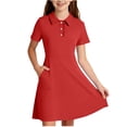 thumbnail image 1 of Ovbmpzd Red Big Girls Dresses School Clean Fit Dresses Short Sleeves Comfortable Casual Dresses,14-15 Years, 1 of 6