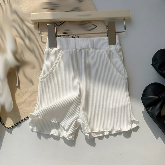 Ovbmpzd Ruffle Toddler Girl Shorts Summer White Stretch Elastic Waist Solid Shorts Newborn Pants Boy 110