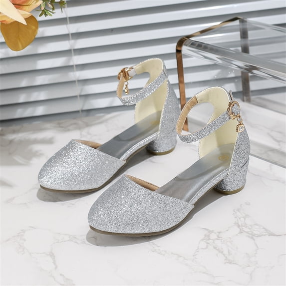 Ovbmpzd Sandals for Girls Dress High Heels Closed Toe Sandals Summer Dance Ankle Strap Party Wedding Shoes for Little Big Kid
