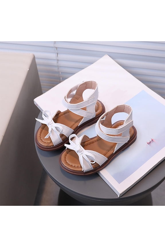 Sandals for Girls White Summer Platform Open Toe Bow Sandals Strappy Water Pool Beach Shoes for Little Big Kid
