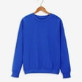 thumbnail image 1 of Ovbmpzd Solid Color Sweatshirt for Women Comfy Blue Crewneck Soft No Hood Sweatshirts Women Shirts, 1 of 7