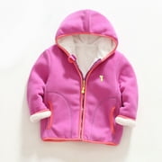 Ovbmpzd Toddler Jacket 2t Boys and Girls Fashion Solid Color Cute Plush Thickening Keep Warm Zipper Hooded Coat