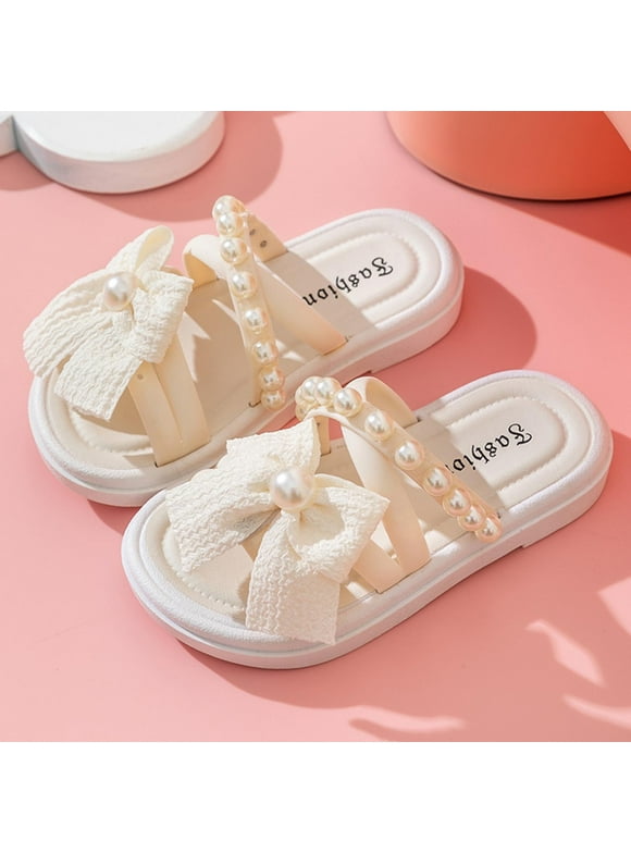 Toddler Sandals Girl Platform Bow Slide Open Toe Sandals Pool Summer Water Strappy Beach Shoes for Little Big Kid