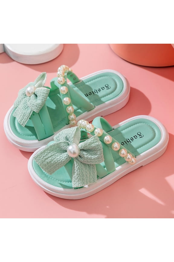 Toddler Sandals Girl Slide Open Toe Bow Platform Sandals Beach Pool Summer Strappy Water Shoes for Little Big Kid