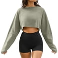thumbnail image 1 of Ovbmpzd Trendy Crew Neck Sweatshirt For Women Long Sleeve Cropped Summer Shirts Cute Casual Spring Mint Green Tops, 1 of 6
