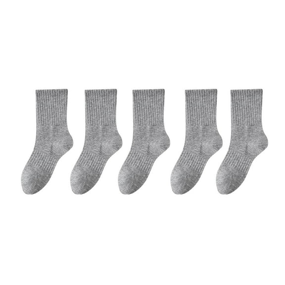 Ovbmpzd Cotton Little Girls Socks Crew 5 Pairs Gray Unisex Sports Casual Athletic School Socks Kids Socks L
