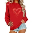 thumbnail image 1 of Ovbmpzd Valentine's Day Sweatshirts for Women Cute Petite Heart Print Crew Neck Shirts Dating Long Sleeve Red Casual Tops for Women S, 1 of 6