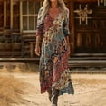 thumbnail image 1 of Ovbmpzd Wedding Guest Boho Maxi Dresses for Women Long Sleeve 2026 V Neck Floral Party Dresses Casual Fall Multicolor Beach Dresses,M, 1 of 5