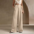 thumbnail image 1 of Ovbmpzd Wide Leg Pants for Women Dressy Beige Twill Slacks High Waisted Pleated Flat Front Business Casual Trousers for Women L, 1 of 9