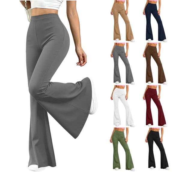 Ovbmpzd Womans Yoga Pants Tummy Control Gray Petite Flare Leggings Casual Long Mid Waist Leggings,S