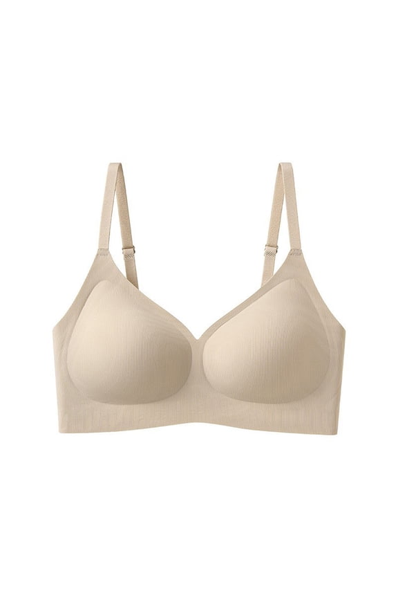 Women Bras Wireless Push Up Seamless Triangle Bra Beige Padded Everyday Bra for Women