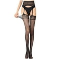 thumbnail image 1 of Ovbmpzd Women's Fishnet Tights Crotchless Garter Black Pantyhose Suspender Sheer Leggings Tights for Women, 1 of 4