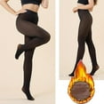thumbnail image 1 of Ovbmpzd Women's Fleece Lined Tights Plus Size Fake Sheer Black Pantyhose Winter Thermal Thick Warm Leggings Tights for Women, 1 of 6