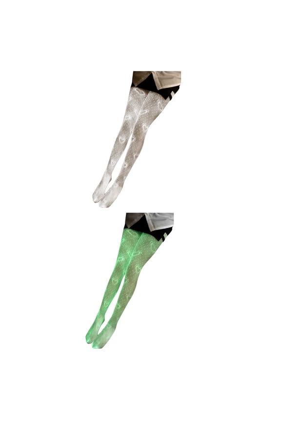 Women's Green Tights Shiny Fishnet Ripped Pantyhose Funky Fluorescence Shimmer Leggings Tights for Women