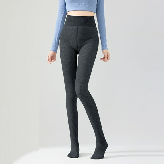 Ovbmpzd Women's Tights Fleece Lined Gray Tummy Control Opaque Pantyhose Warm Thermal Winter Leggings Tights for Women