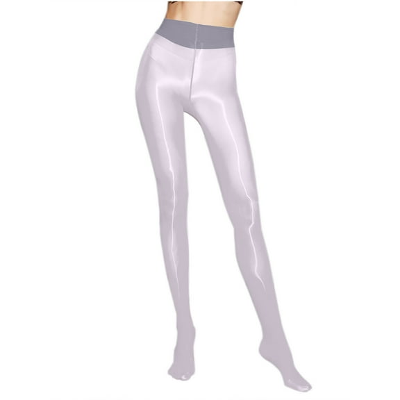 Ovbmpzd Women's Tummy Control Tights Gray Shiny Shimmer Pantyhose Opaque Funky Dance Leggings Tights for Women