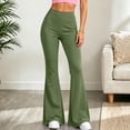 thumbnail image 1 of Ovbmpzd Women’s Yoga Pants Petite Tummy Control Flare Army Green Leggings Casual Long Mid Waist Leggings,XL, 1 of 6