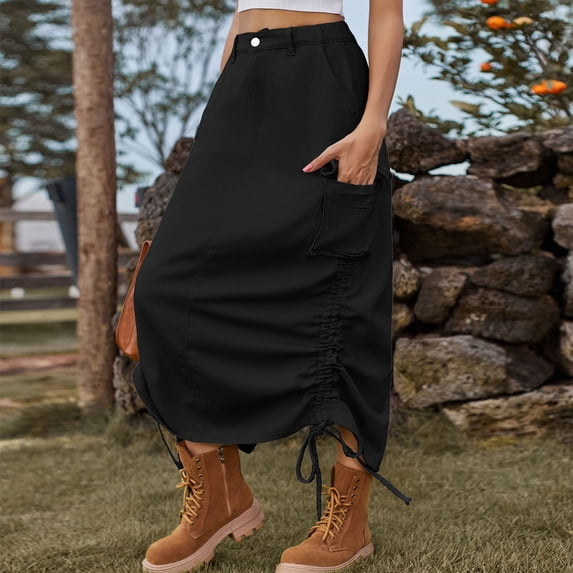 Ovbmpzd Womens Black Skirt Jean Cargo Long Denim Skirt Pencil Maxi Skirts High Waisted Skirts for Women XXL