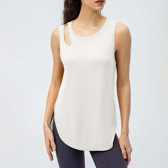 Ovbmpzd Womens Camisole Tank Tops Long White Workout Basic Shirts Spring Summer Crew Neck Sleeveless Camisole Womens Trendy Tops S