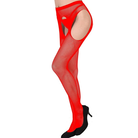 Ovbmpzd Womens Red Tights Crotchless Garter Fishnet Pantyhose Hollow Out Suspender Leggings Tights for Women