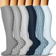 thumbnail image 1 of Ovbmpzd Womens Socks Size 7-9 Compression Knee-High 6 Pairs Gray Casual Lightweight Running Moisture Wicking Athletic Socks Cushioned Socks Women, 1 of 2