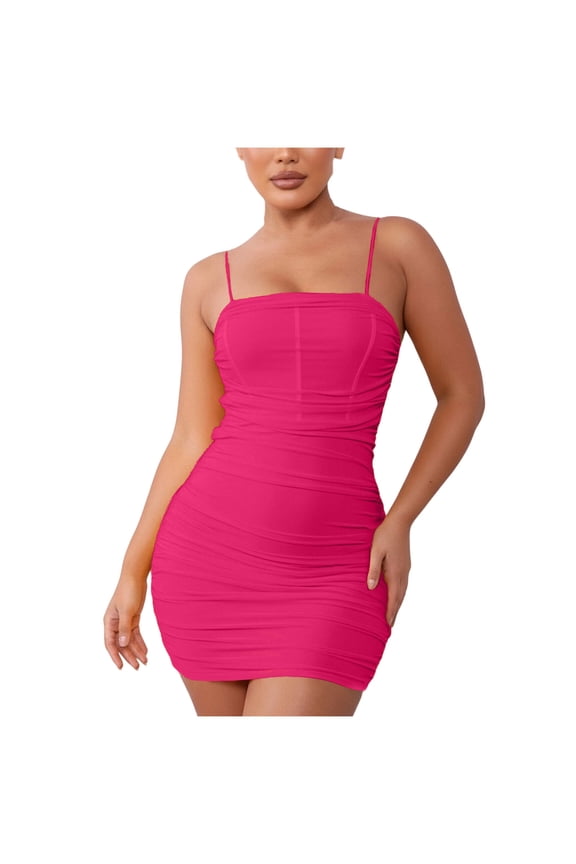 Womens Summer Dresses Petite Mini Pink Sleeveless Bodycon Dress Dresses Womens Holiday Dress L