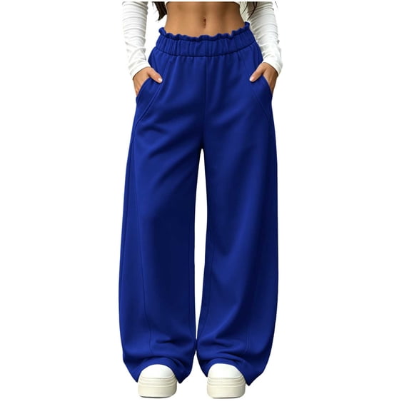 Ovbmpzd Womens Sweatpants Baggy Barrel Leg Blue Pants Elastic Waist Trendy Women's Sweatpants,L