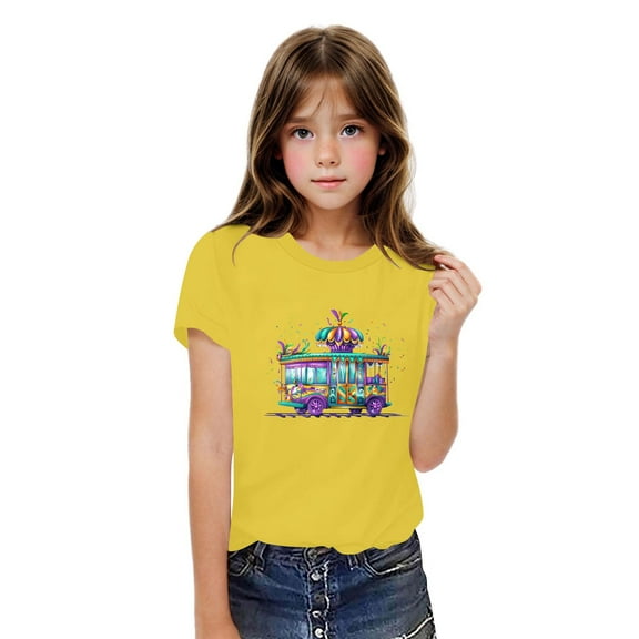 Ovbmpzd Yellow Tops for Teen Girls Cotton Funny Oversized Graphic Prints Graphic Tees Baby Tee Shirts Newborn 4 Years