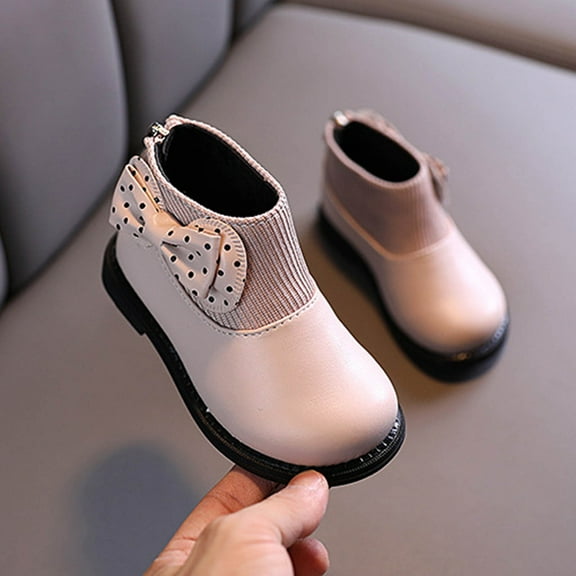 Ovbmpzd Zipper Toddler Girls Booties Little Kids Nylon Pink Ankle Fashion Boots with Bow Girl Boots Size 3