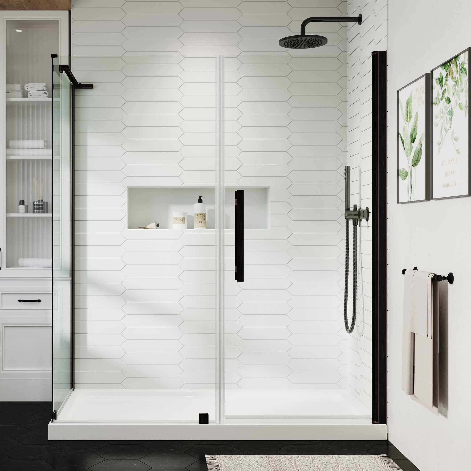 Pasadena 60" x 72" Frameless Shower Kit with Oil Rubbed Bronze Finish