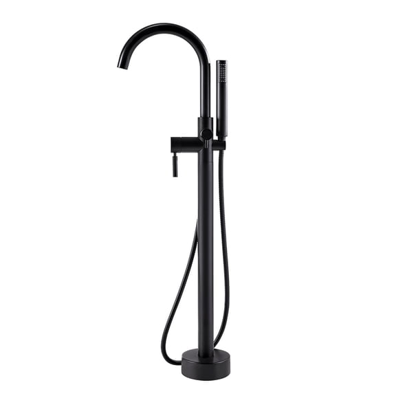 Ove Decors Athena Single-Handle Floor-Mounted Roman Tub Faucet with Hand Shower in Matte Black